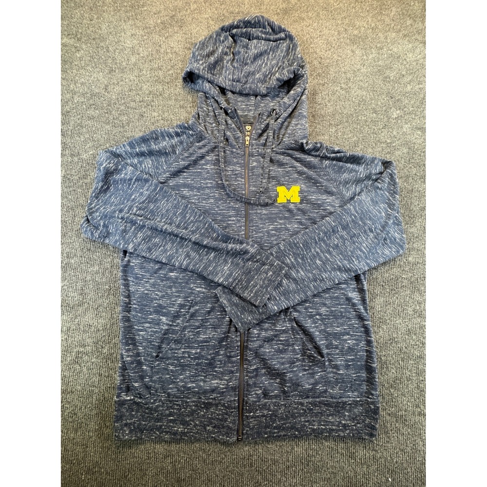 Colosseum Michigan Wolverines Womens Large Full Zip Space Dye Hoodie Navy Blue